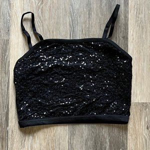 Weissman Dancewear Crop Top Black Sequin
